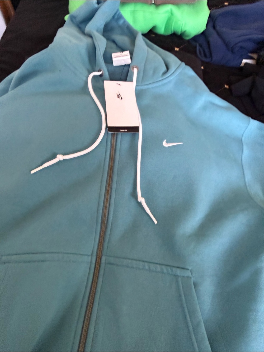 Nike Men’s Teal Full-Zip Hoodie Jacket with White Swoosh